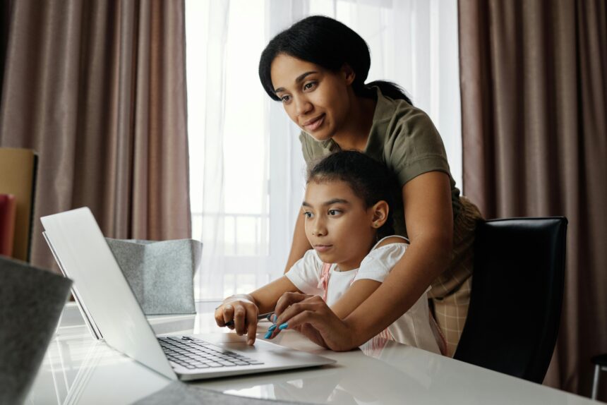 Child learning from home